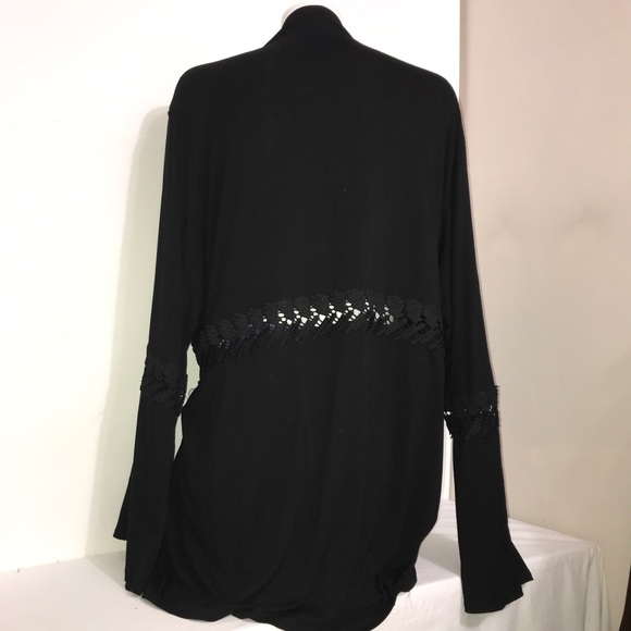 Cyrus Black Cutout Rayon Flyaway Cardigan Sweater - Picture 10 of 14